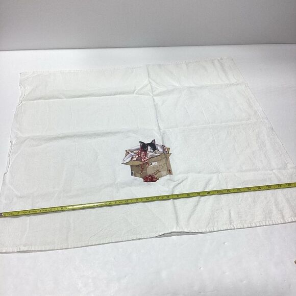 Cat Kitchen Dishtowel Lot of 2 Christmas Cat In box World Market Cats Towel - Picture 9 of 10